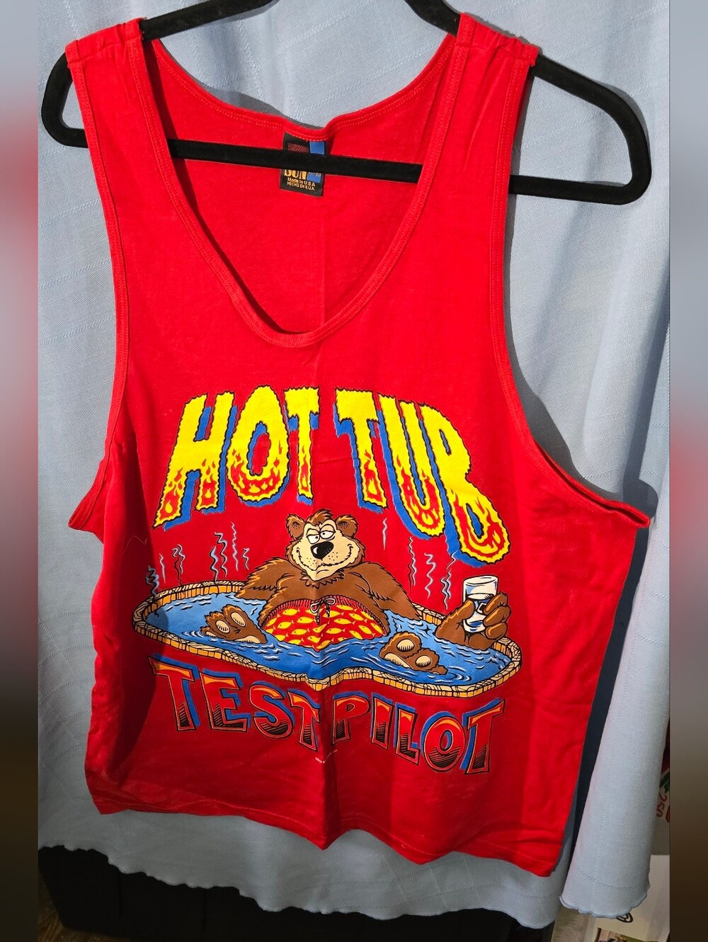 SUN Hot Tub Test Pilot Graphic Tank Top - Bright Red